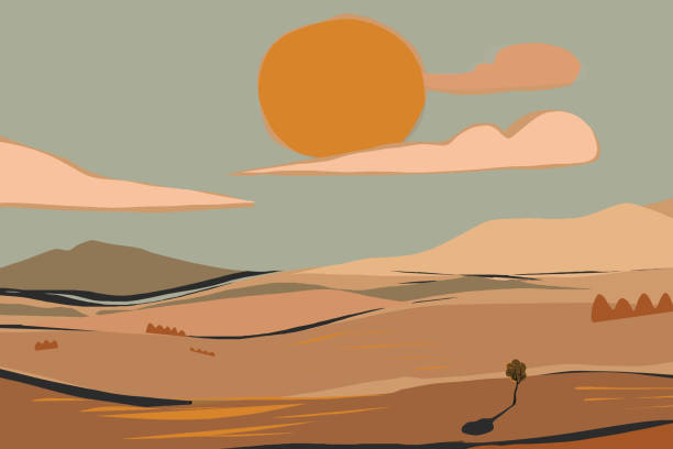 Desert sun and its beige landscape