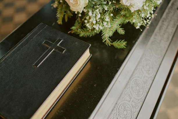 istock Bible and Flower on Coffin 2167807641