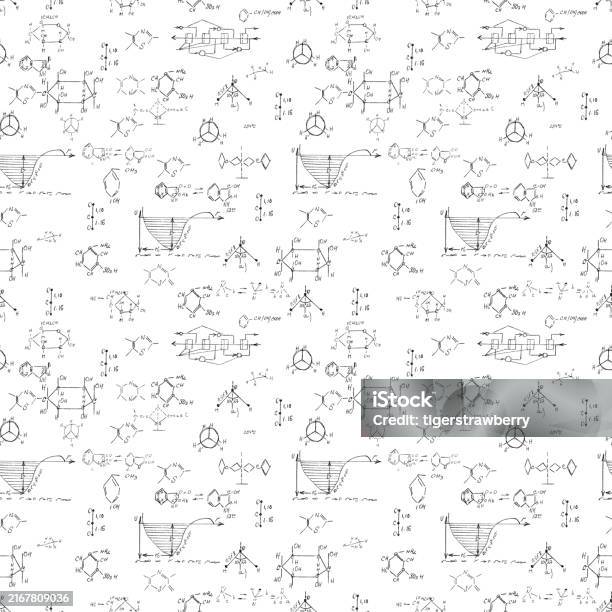 Lab Book Pattern Hand Draw Chemistry Pattern On White Background Back To School Seamless ...
