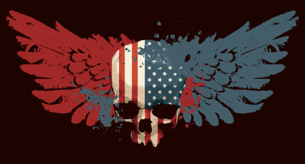 istock human skull with bird wings and america flag 2167809159