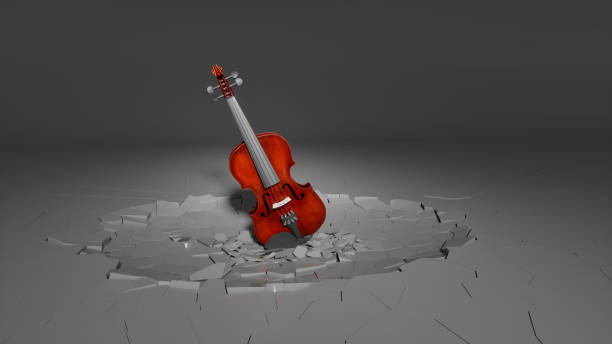 violin fell on the floor and broke it, 3d illustration