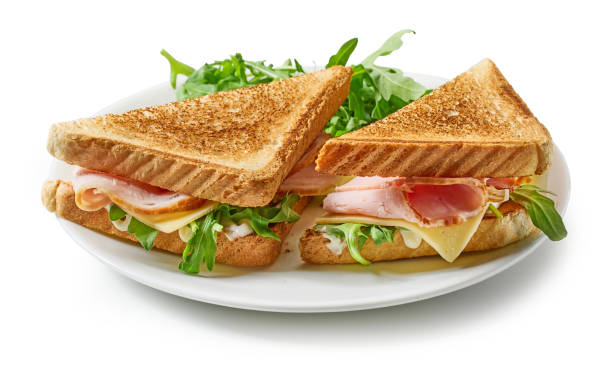 plate of ham and cheese toast