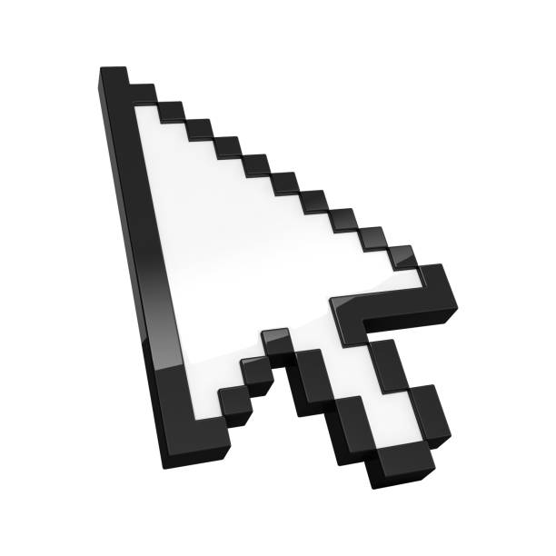 istock 3D illustration of pixelated arrow pointer isolated on white 2167811452