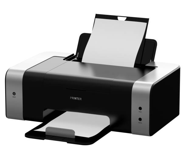 3D illustration of modern laser printer isolated on white background