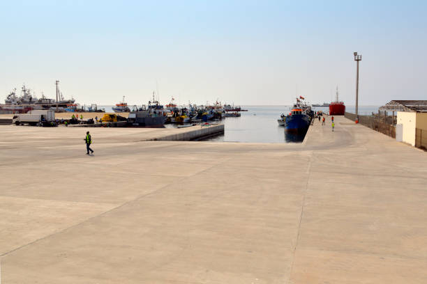 Tombua (Porto Alexandre), Namibe province, Angola: fishing boats in the harbor - fishing and fish processing industries are central to Tombua economy.
