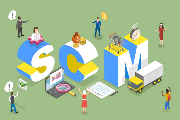 3D Isometric Flat Vector Illustration of SCM 3D Isometric Flat Vector Illustration of SCM, Logistics Supply Chain Management manufacturing sourcing stock illustrations