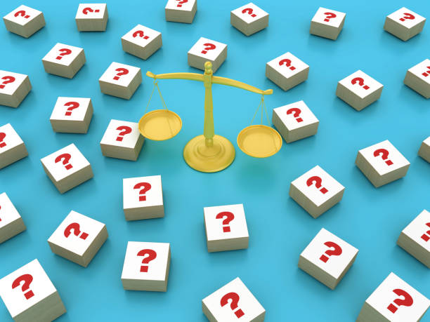istock Legal Weight Scale with Question Mark Blocks 2167818897