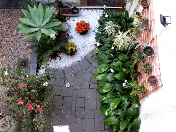 istock A nice small garden backyard seen from above 2167821155