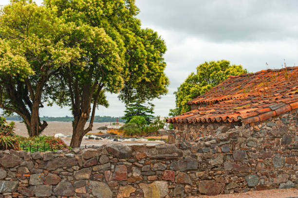 Colonia del Sacramento,  Uruguay  - December 21. 2019:  Colonial fort in Colonia,  one of the oldest towns in Uruguay and famous for it's colonial Portuguese and Spanish buildings . Colonia is a UNESCO World Heritage Site