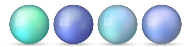 istock Set with glass colorful balls. Glossy realistic ball, 3D abstract vector illustration highlighted on a white background. Big metal bubble with shadow 2167825653