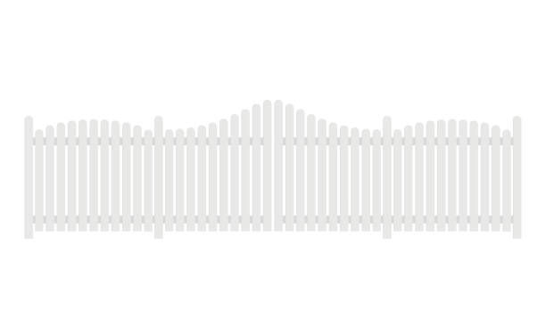 istock White wooden fence and gate, vector illustration 2167826133