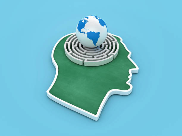 istock Globe World Map on Maze and Head Profile 2167826818
