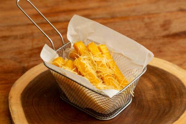Portion of fried polenta with cheese