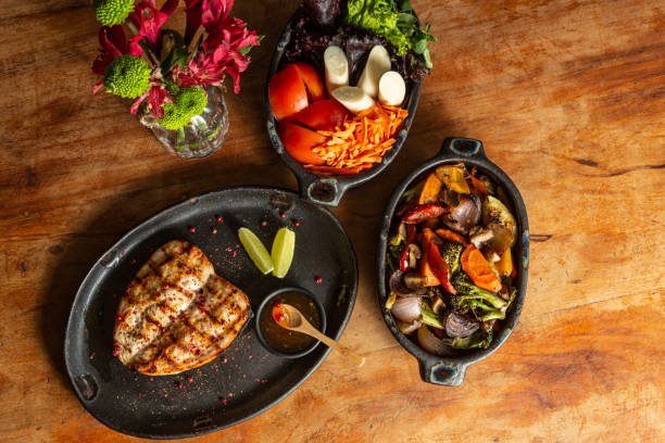 istock plate of Roast chicken breast with salad 2167828503