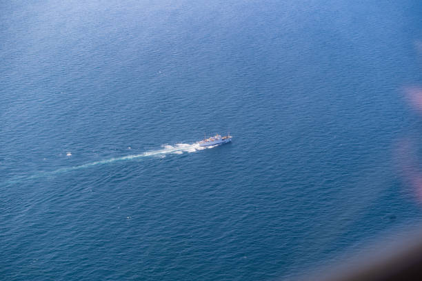 Image captured in August 2024 of the view from your seat out of the window in the Isles of Scilly Travel's smallest passenger aircraft, 'The Challenger'.