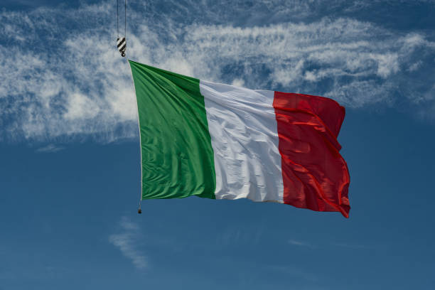 istock A large Italian national flag without pole flying in the wind. 2167831868
