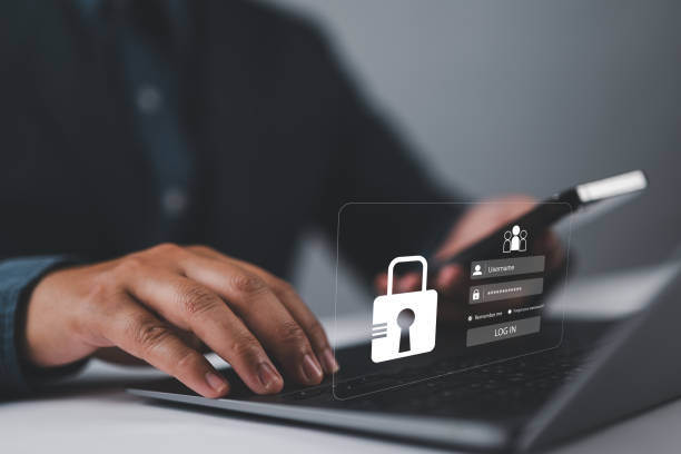 istock Cybersecurity and privacy concepts to protect data. Lock icon and internet network security technology. Businessman protecting personal data on 2167834148