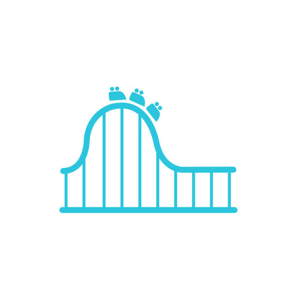 ilustraciones, imágenes clip art, dibujos animados e iconos de stock de icono de montaña rusa. aislado sobre fondo blanco. del conjunto de iconos azules. - montaña rusa