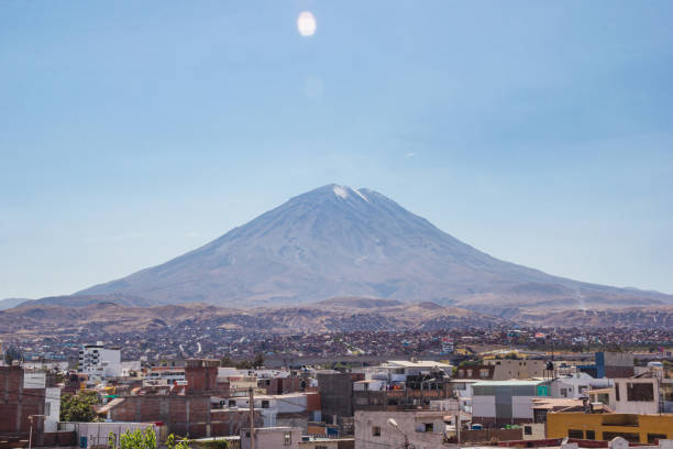 Arequipa, Arequipa Region, Peru - August 27, 2017: Misti Volcano at Yanahuara Viewpoint