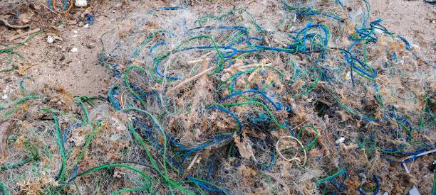 istock Pile of commercial fishing nets 2167848708