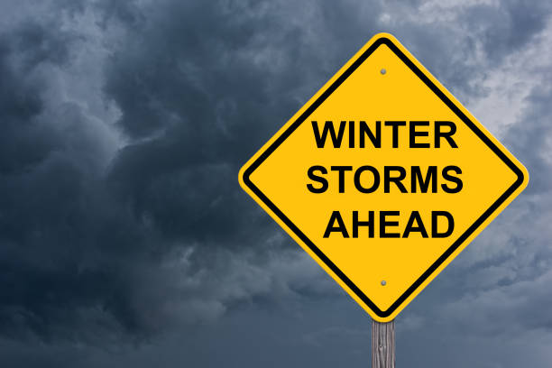 istock Winter Storm Ahead Warning Sign 2167848754