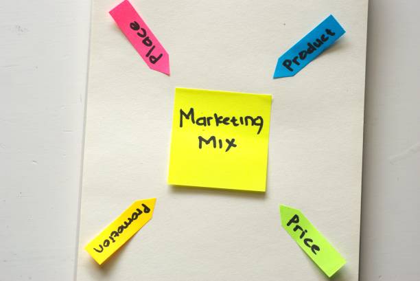 istock Marketing mix concept written on colorful sticky notes 2167850244