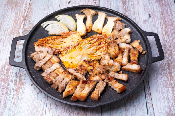 Grilled Samgyeopsal: Traditional Korean Pork Belly Dish