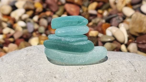 istock Stack of Blue Seaglass finding on the beach of Korinthe in Greece 2167864703