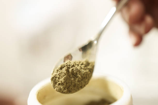 Close Up To Green powder with Spoon