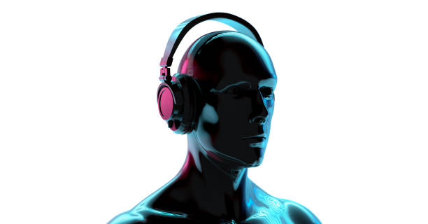 Portrait futuristic cyber punk man
