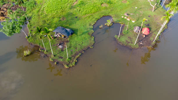 istock Small lake between hills and green forest 2167870954