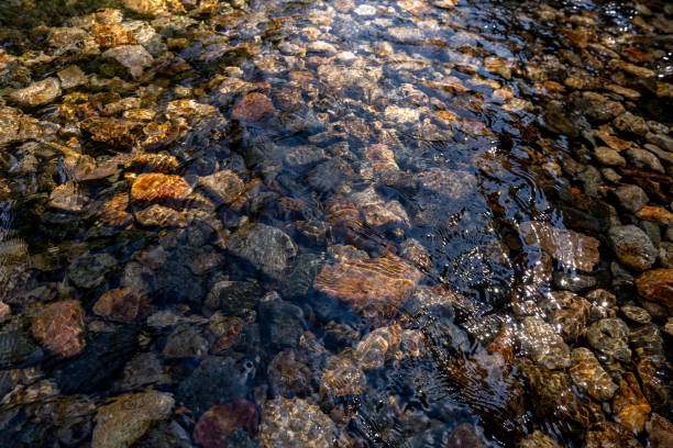 Clear river water and rocks on the riverbed