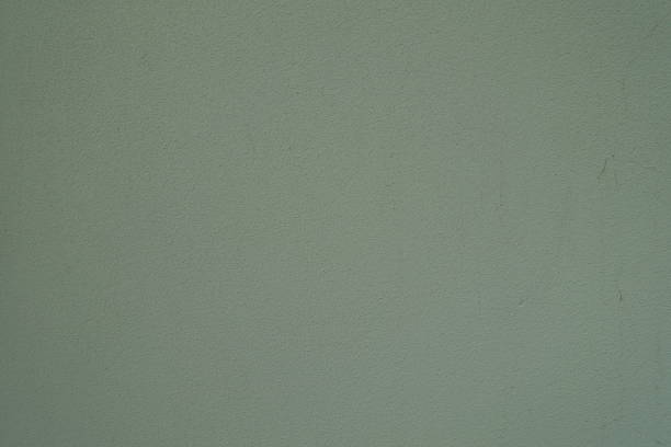 Surface of reseda green wall with coarse roughcast finish