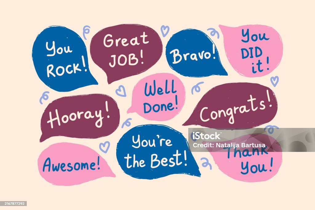 Large Compliment Set Of Speech Bubbles With Compliments Positive Selftalk Encouraging ...