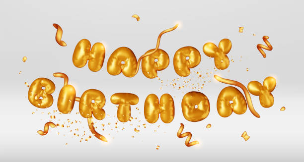 istock 3d gold balloon text of happy birthday in confetti 2167878823