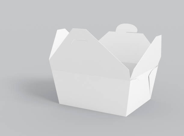 istock Blank white Take away box mock up isolated on white background, 3d illustration, 3d rendering 2167880636