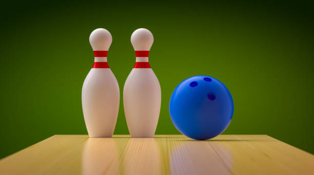 istock Bowling ball and pins concept. 3D rendering. 2167890405