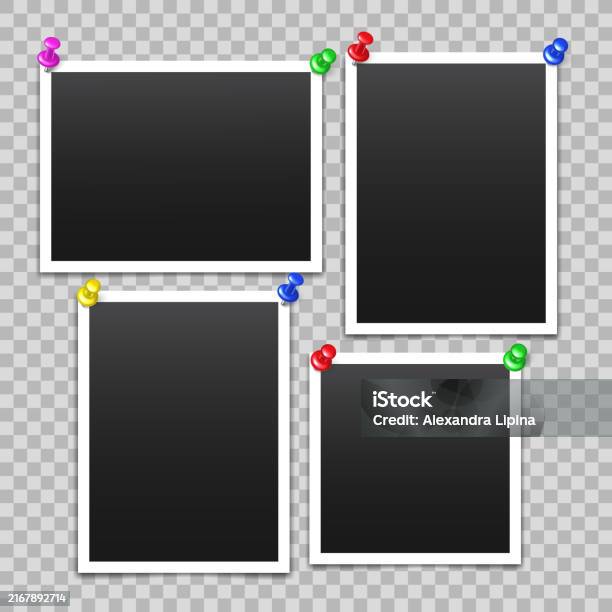 Pin Frame Jpg Vector Blank Photo Frames With Push Pin And Shadow Isolated On ...