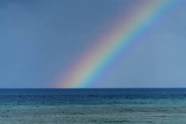 Rainbow arising from tropical seas in Okinawa, Japan