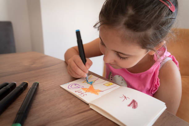Little girl drawing picture