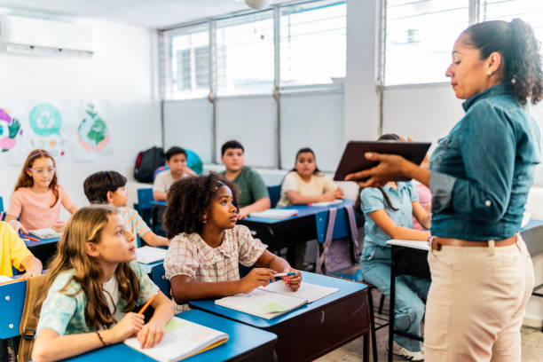 istock Child students listening teacher during class at school 2167903394