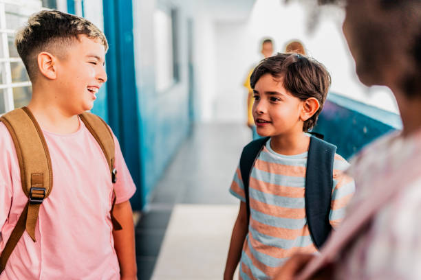 istock Child boys talking on school corridor 2167904046