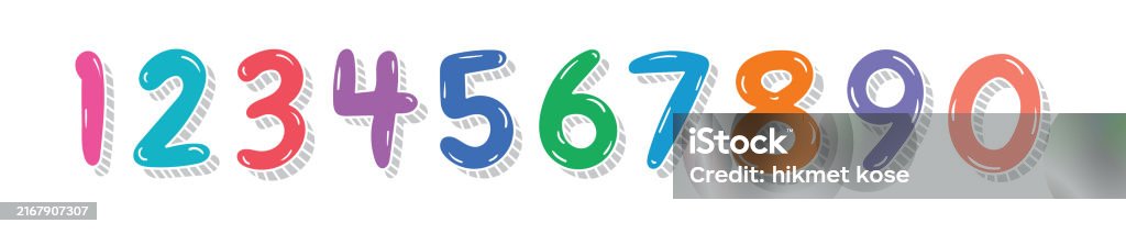 Colorfull Math Numbers Shaded Math Numbers Colorful Vector Numbers Stock Illustration ...