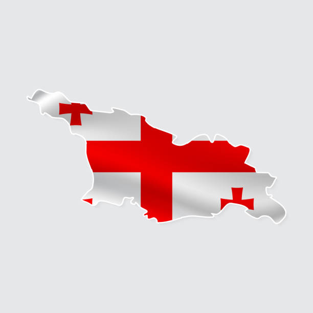 istock Map of Georgia with National Flag on Fabric Surface on White Background 2167912792