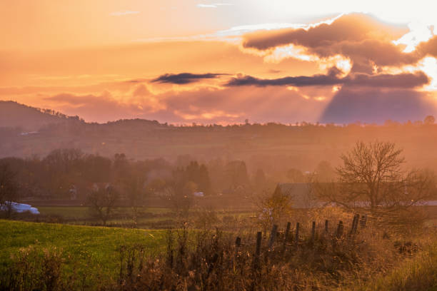 Sunset in a rural landscape view