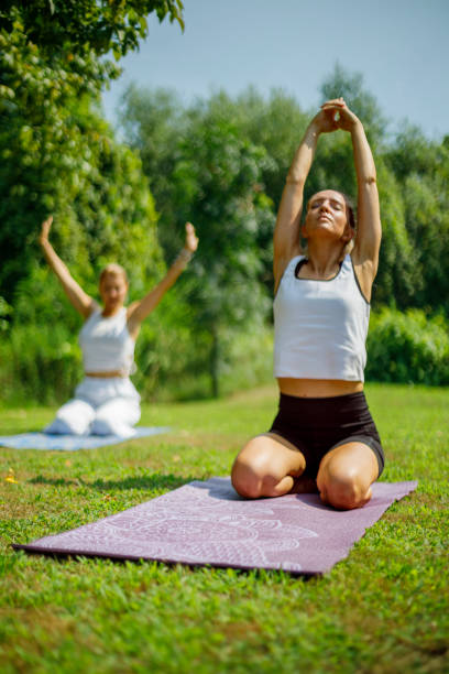 istock Yoga session masterclass in serene green nature 2167916662