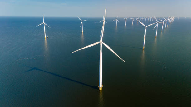istock Serene Windmill Park on the Dutch Coast Under a Gentle Breeze 2167916953