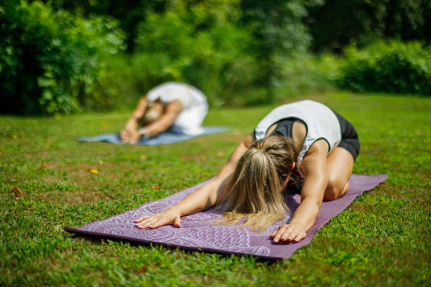 istock Yoga session masterclass in serene green nature 2167917041