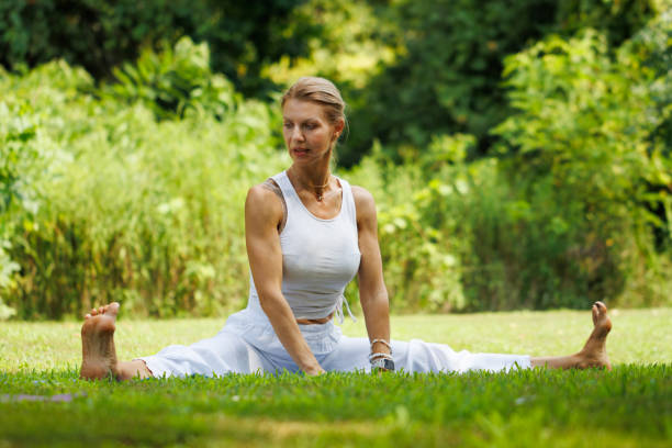 istock Yoga session masterclass in serene green nature 2167917146
