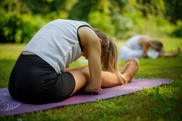 istock Yoga session masterclass in serene green nature 2167917738